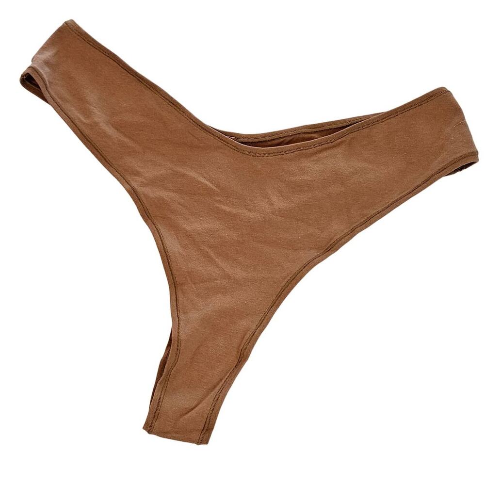 Skims Camel Cotton Jersey Dipped‎ Thong Panty Plus 4x